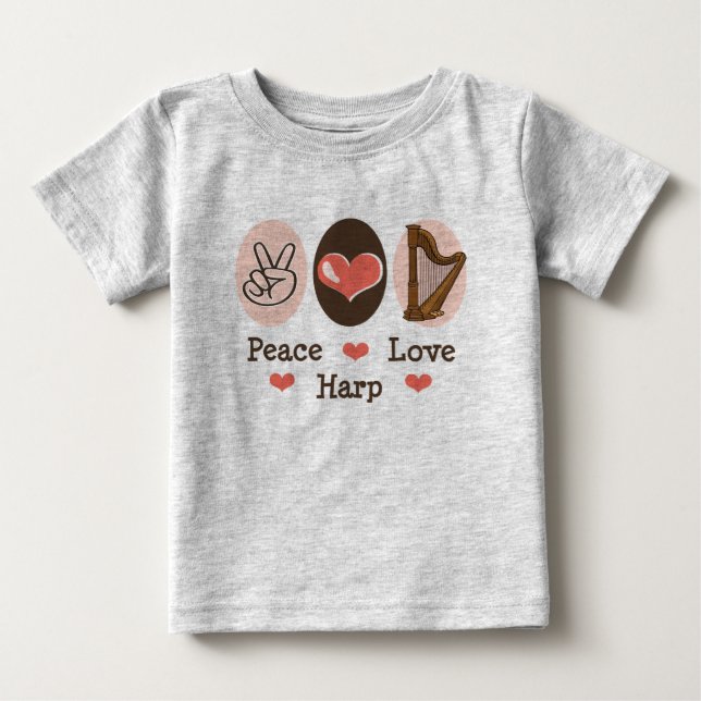 T-shirt Pour Bébé Peace Love Harp Baby Romper (Devant)