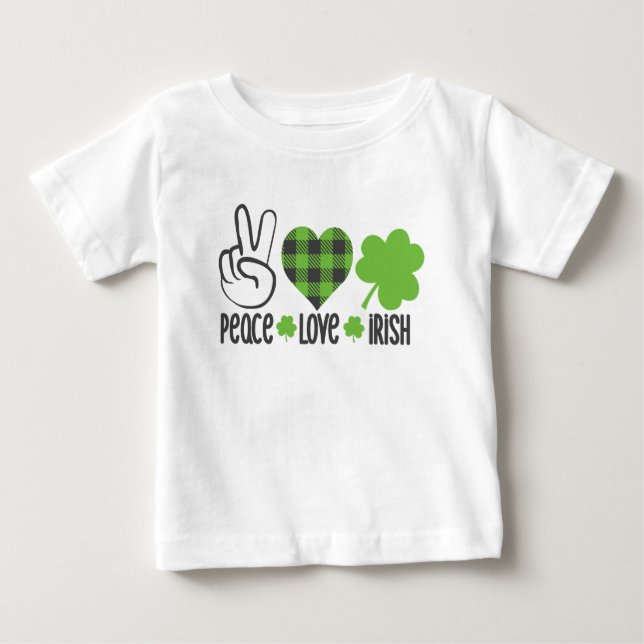 T-shirt Pour Bébé Peace Love Irish-60682 (Devant)
