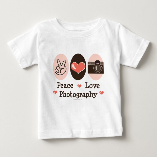 T-shirt Pour Bébé Peace Love Photographie Caméra Baby Long Sleeve Te (Devant)