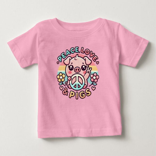 T-shirt Pour Bébé Peace Love & Pigs Toddler Shirt (Devant)