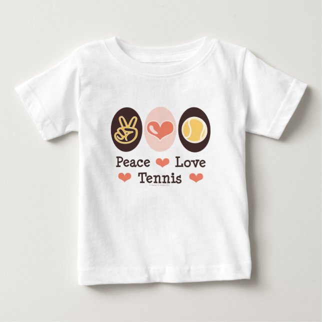 T-shirt Pour Bébé Peace Love Tennis Baby Long Manche Tee (Devant)