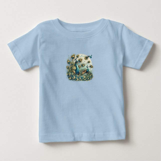 T-shirt Pour Bébé Peacocks Majestic - T-Shir Écran En Plumes Vibrant (Devant)