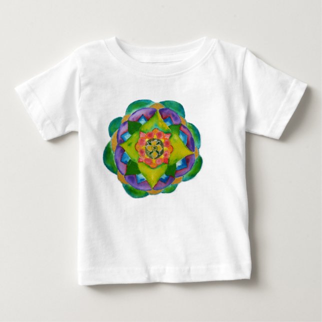 T-Shirt pour bébé peint Mandala, blanc (Devant)