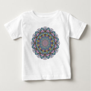 T-shirt Pour Bébé Peinture à la main Mandala Horloge Face 3