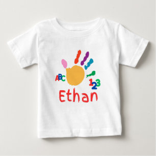 T-shirt Pour Bébé Peinture à main ABC pour enfant personnalisée 123