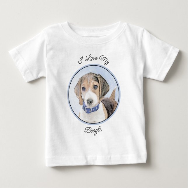 T-shirt Pour Bébé Peinture beagle - Cute Original Chien Art (Devant)