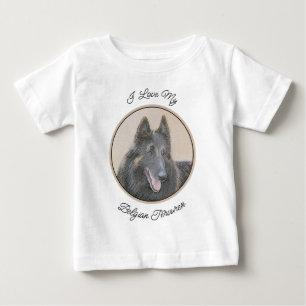 T-shirt Pour Bébé Peinture belge Tervuren - Cute Original Chien Art