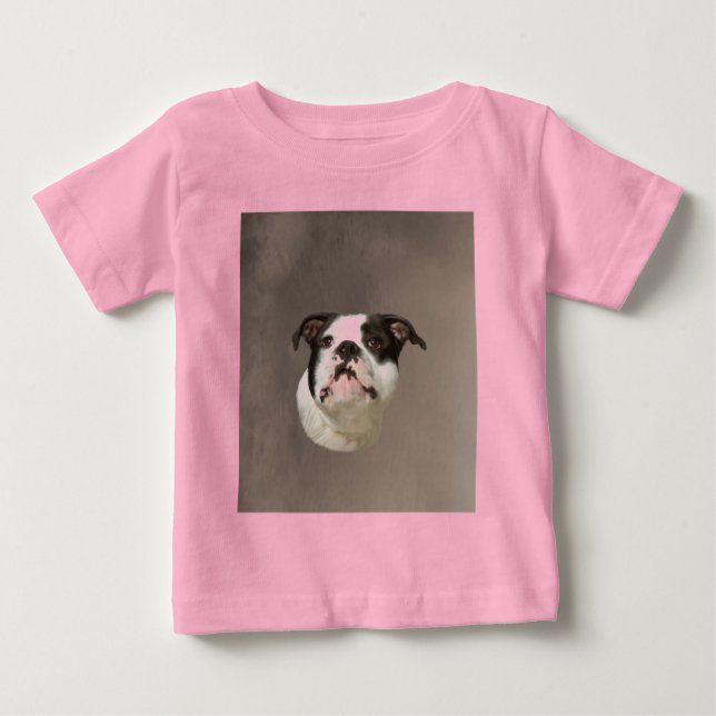 T-shirt Pour Bébé Peinture couleur d'eau Bulldog (Devant)