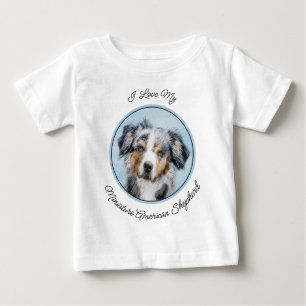 T-shirt Pour Bébé Peinture de berger américaine miniature - Chien Ar