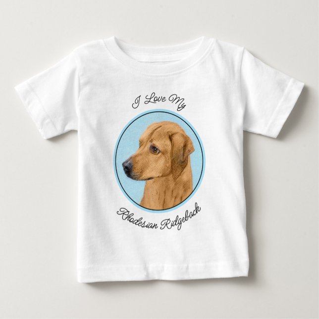 T-shirt Pour Bébé Peinture de Rhodesian Ridgeback - Art canin origin (Devant)