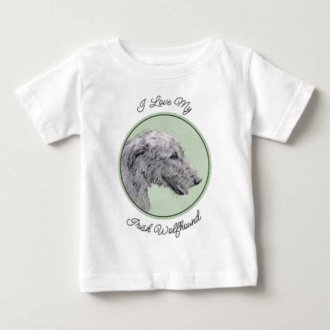 T-shirt Pour Bébé Peinture de Wolfhound irlandais - Joli art origina (Devant)