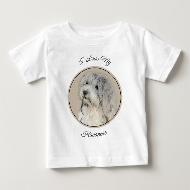 T-shirt Pour Bébé Peinture Havanaise (Gold Sable) - Art Chien origin (Devant)