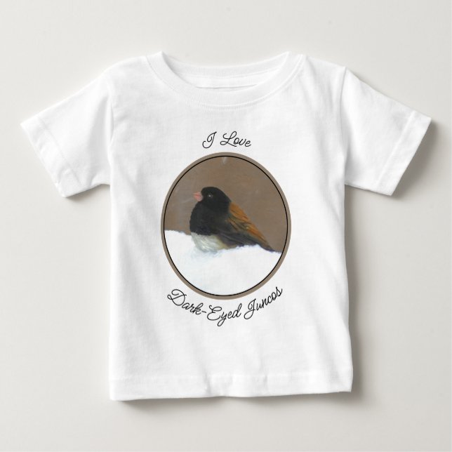 T-shirt Pour Bébé Peinture Junco foncée - Art original pour bébé (Devant)