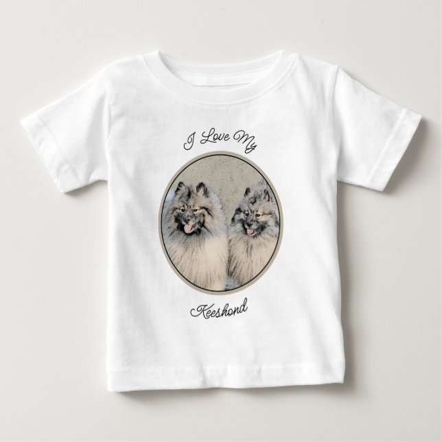 T-shirt Pour Bébé Peinture Keeshond Brothers - Art Chien original (Devant)