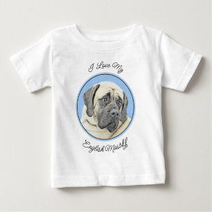 T-shirt Pour Bébé Peinture Mastiff (Fawn) anglaise - Art Chien origi