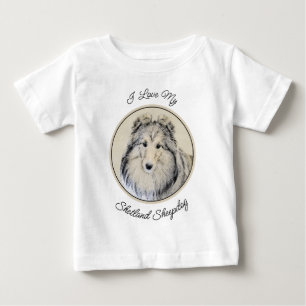 T-shirt Pour Bébé Peinture Shetland Sheepdog - Jolie art original ch