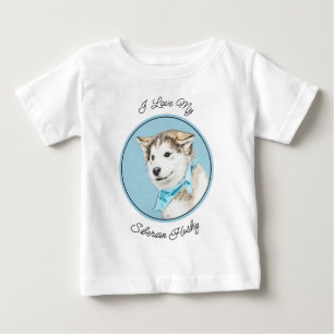 T-shirt Pour Bébé Peinture Sibérienne Husky Puppy - Art Chien origin