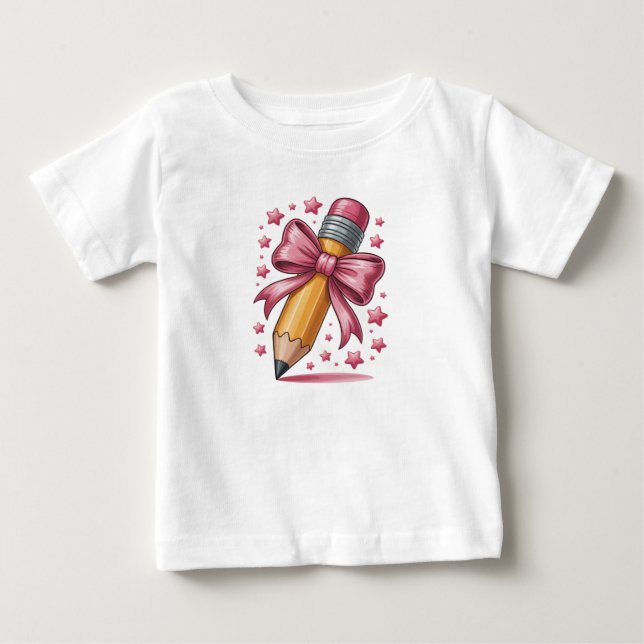 T-shirt Pour Bébé Pencil Coquette Bow Enseignant Appréciation School (Devant)