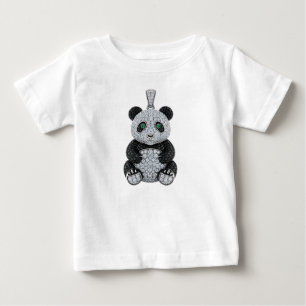 T-shirt Pour Bébé Pendentif Panda en Diamant de Luxe en Platine
