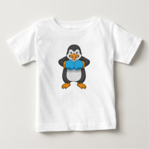 T-shirt Pour Bébé Penguin at Boxing with Boxing Gloves