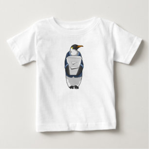 T-shirt Pour Bébé Penguin comme secrétaire avec pile de papier