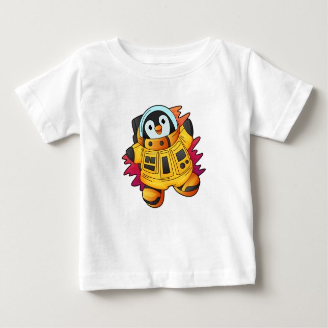 T-shirt Pour Bébé Penguin en costume d'astronaute (Devant)