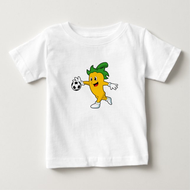 T-shirt Pour Bébé Pepper Vegan comme joueur de football avec Soccer. (Devant)
