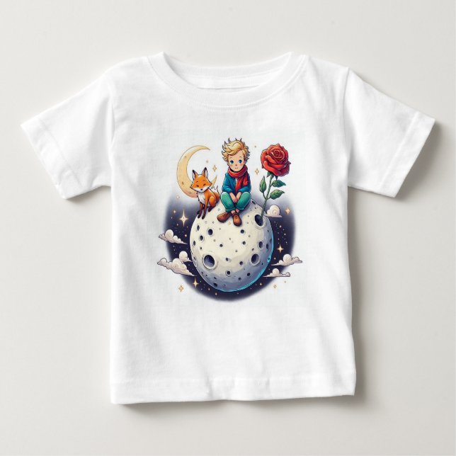 T-shirt Pour Bébé Pequeno Príncipe sentado na lua (Devant)