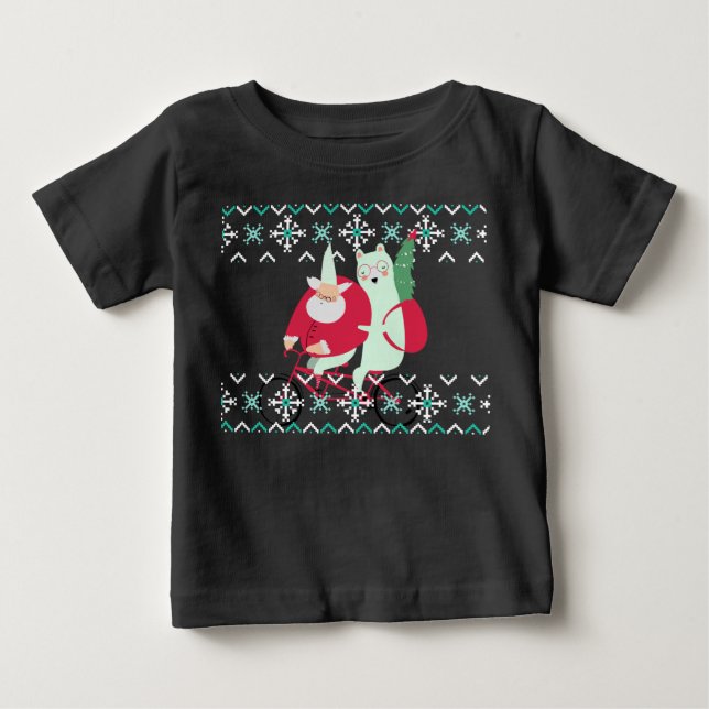 T-shirt Pour Bébé Père Noël amusant Vacances de Noël (Devant)