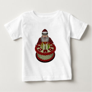 T-shirt Pour Bébé Père Noël Avec Gâteau D'Anniversaire