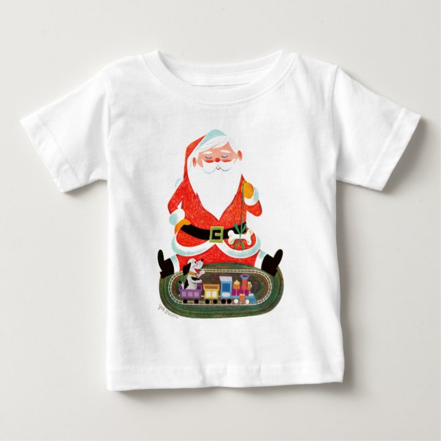 T-shirt Pour Bébé Père Noël avec le train (Devant)