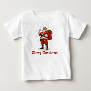 T-shirt Pour Bébé Père Noël classique apportant des cadeaux de Noël