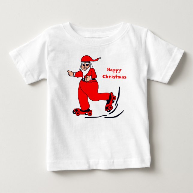 T-shirt Pour Bébé Père Noël de patinage (Devant)