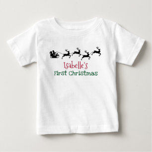 T-shirt Pour Bébé Père Noël et rennes volants Noël