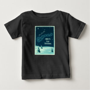 T-shirt Pour Bébé Père Noël et ses Reindeds Premier Noël