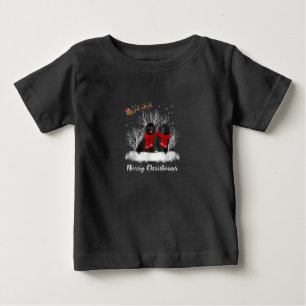 T-shirt Pour Bébé Père Noël Newfoundland Couple Joyeux cadeau de chi