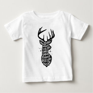 T-shirt Pour Bébé Père Noël rennes de Noël, noir et blanc