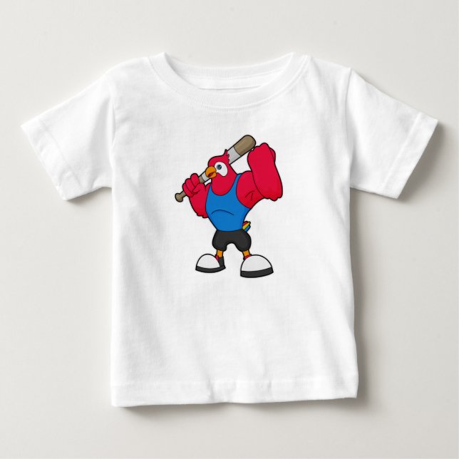 T-shirt Pour Bébé Perroquet au baseball avec batte de baseball (Devant)
