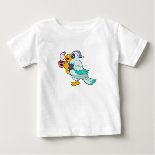 T-shirt Pour Bébé Perroquet avec tasse de café