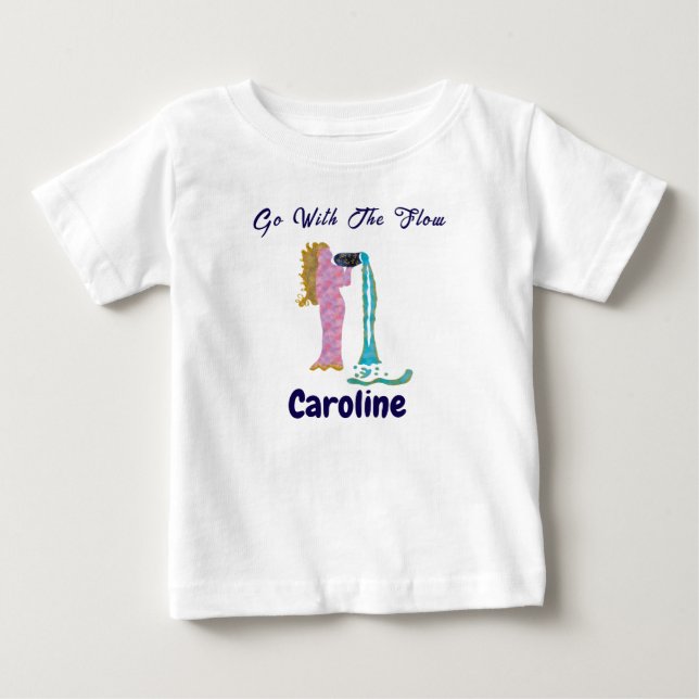 T-shirt Pour Bébé Personalized Aquarius Zodiac Impressionist Toddler (Devant)