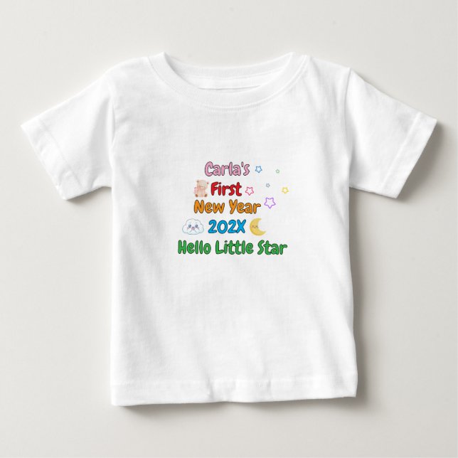 T-shirt Pour Bébé Personalized Baby’s First New Year – Cute Design (Devant)