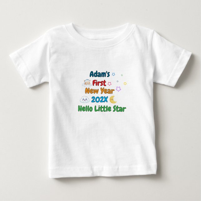 T-shirt Pour Bébé Personalized Baby’s First New Year – Cute Design (Devant)