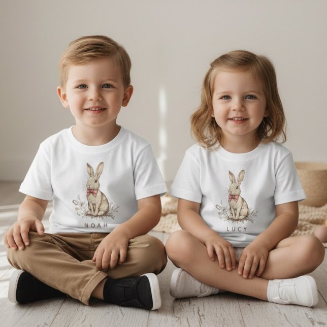 T-shirt Pour Bébé Personalized Easter Bunny Custom Name  (Créateur téléchargé)