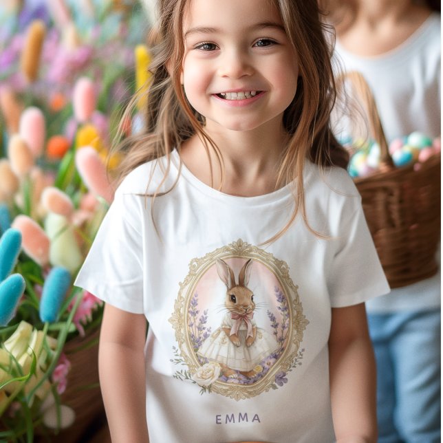 T-shirt Pour Bébé Personalized Easter Bunny Custom Name (Créateur téléchargé)