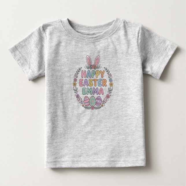T-shirt Pour Bébé Personalized Easter Bunny Kids Shirt – Custom Name (Devant)