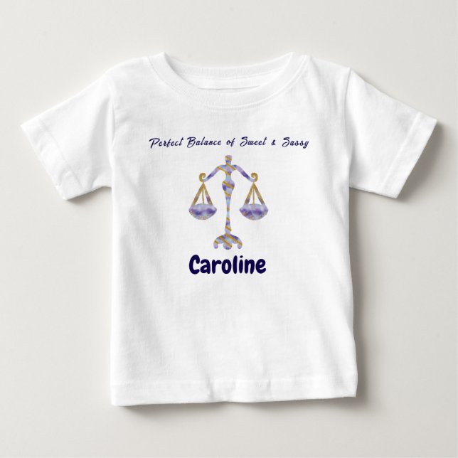 T-shirt Pour Bébé Personalized Libra “Sweet & Sassy” Toddler Art (Devant)