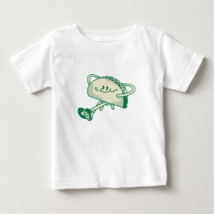 T-shirt Pour Bébé Personnage de mascotte de taco vert mignon qui mar