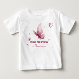 T-shirt Pour Bébé Personnalisable Grosse soeur aquarelle papillon