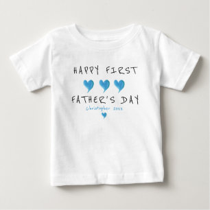 T-shirt Pour Bébé Personnalisation du coeur bleu première Fête des p