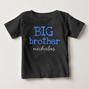 T-shirt Pour Bébé Personnalisé Ajouter un nom Bleu Texte BIG Brother